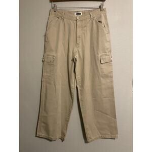 Vintage Xhilaration Juniors Pants Size 13 Khaki Cargo Wide Leg Baggy Grunge Y2K